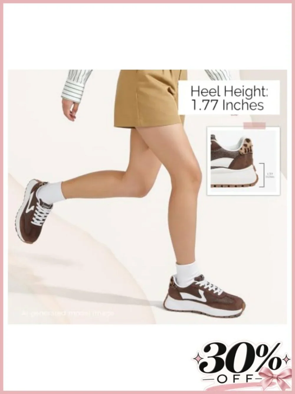 Women's Chunky Platform Fashion Sneakers PU Leather Suede Lace-Up Walking Shoes